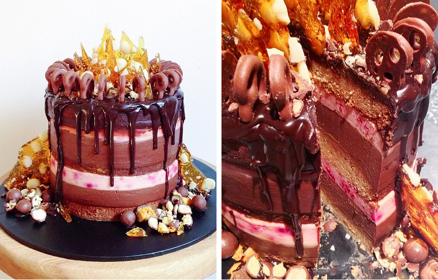 Why Katherine Sabbath recommends using a mud cake as the base for her decadent layer cakes