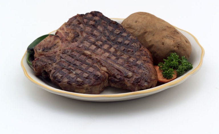 Dish, Food, Cuisine, Ingredient, Roast beef, Produce, Steak, Pork chop, Salisbury steak, Carne asada, 