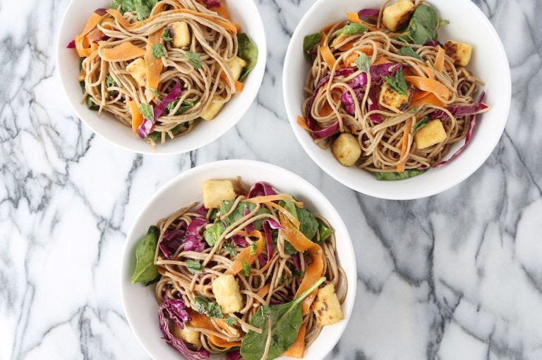 tofu soba noodle bowl