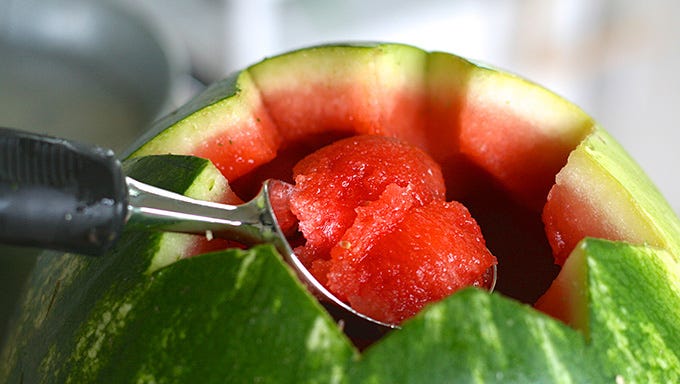 Food, Citrullus, Produce, Sweetness, Fruit, Natural foods, Seedless fruit, Melon, Watermelon, Kitchen utensil, 