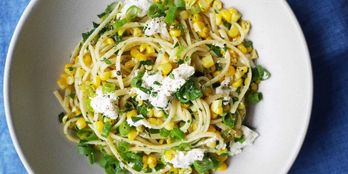 Linguine with Buttery Corn, Scallions, and Goat Cheese
