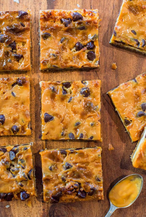 Dulce de Leche Coconut Chocolate Chip Bars