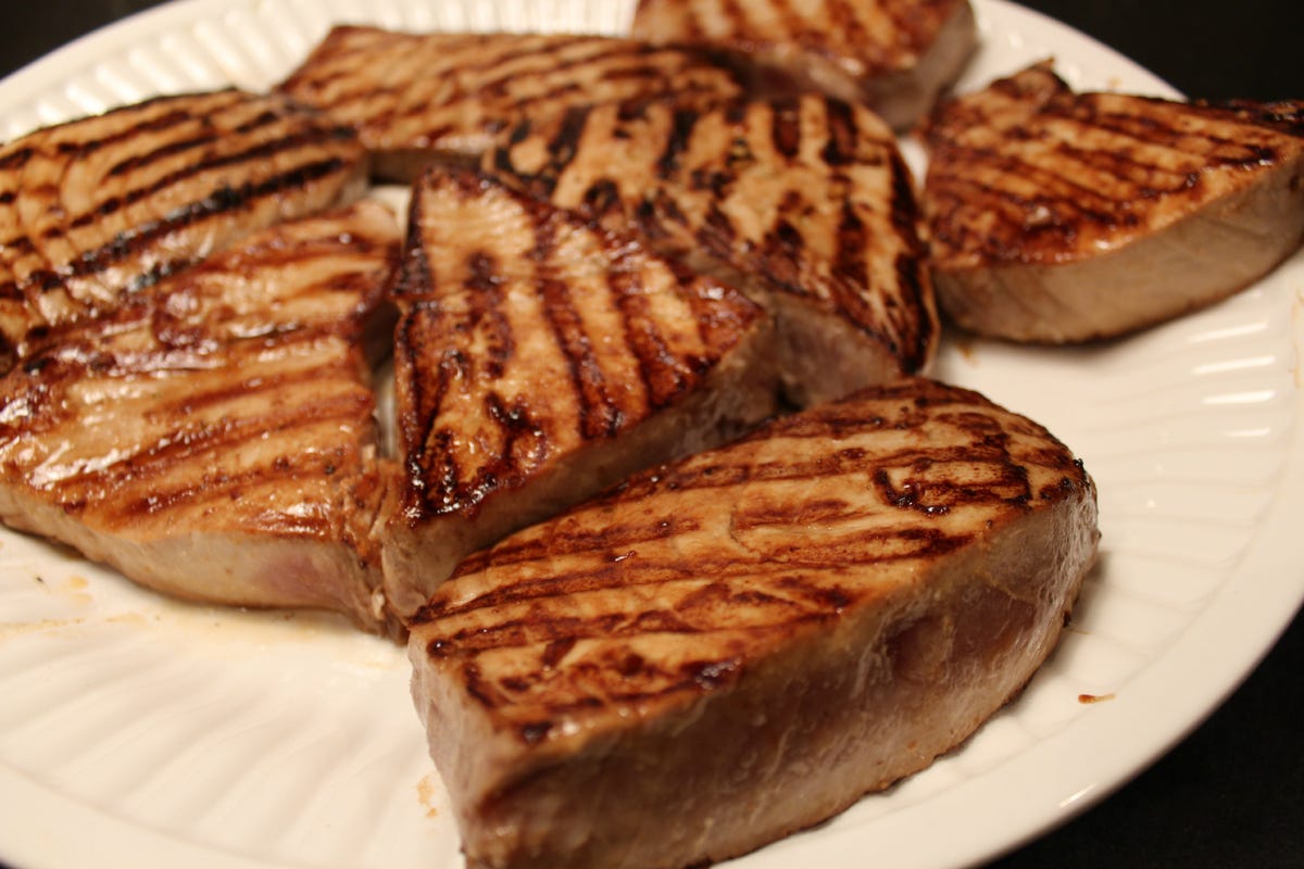 Marinated grilled shop tuna steak