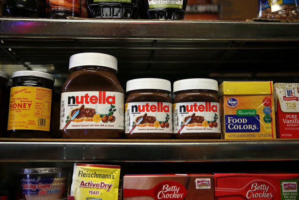 Nutella jars on shelf