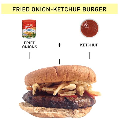 fried onion ketchup burger