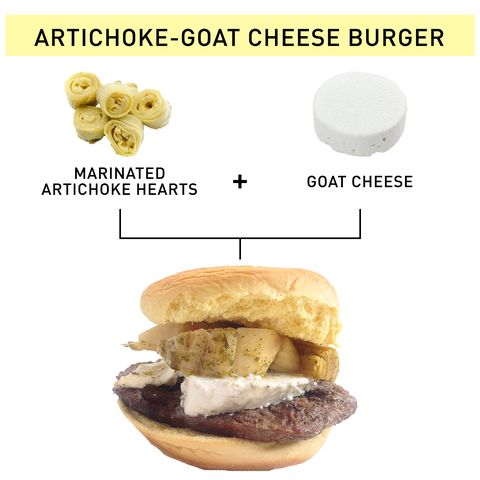 artichoke goat cheese burger