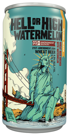 Fresh watermelon is added to this pale straw-colored <a target="_blank" href="http://21st-amendment.com/beers/hell-or-high-watermelon/">wheat ale</a>, making it ultra crisp and cool.