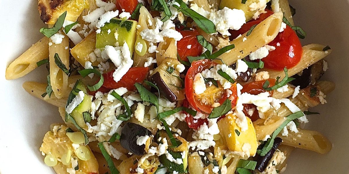 Penne with Roasted Summer Vegetables and Ricotta Salata