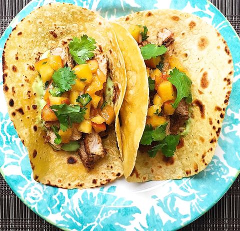 Spiced Pork Tacos with Avocado Crema and Peach Salsa Recipe - How to ...