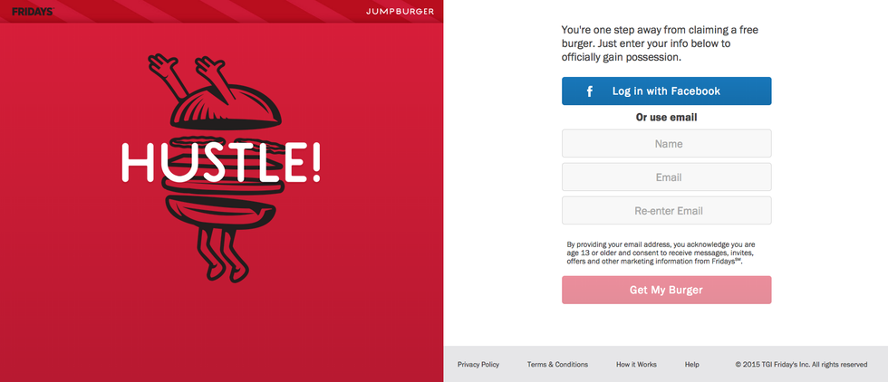 TGI Fridays Jump Burger campaign
