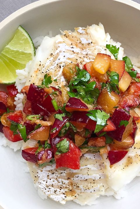 roasted cod with soy ginger plum salsa and jasmine rice