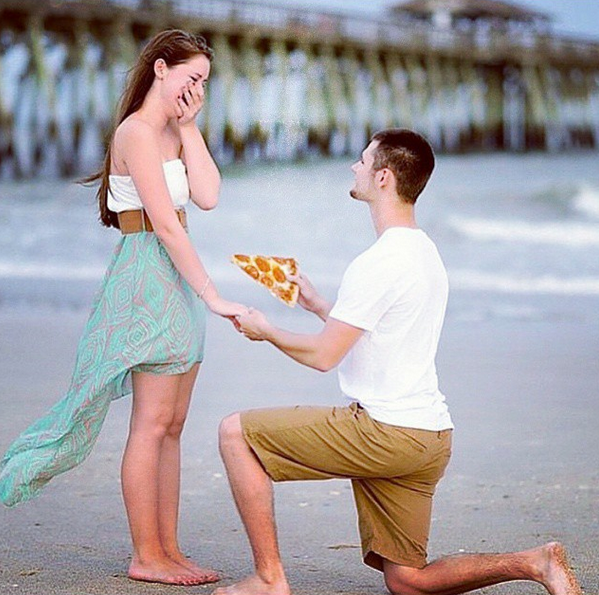 Pizza proposal on the beach