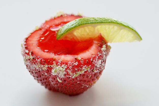 Strawberry Margarita Jell-o Shots <p>Strawberries make the most adorable little jelly shots, fitting for your next <a target="_blank" href="http://www.countryliving.com/entertaining/g801/summer-party-ideas-0609/">backyard barbecue</a> or the <a target="_blank" href="http://www.countryliving.com/content/fourth-of-july/">Fourth of July</a>.</p>
<p>Get the recipe at <a target="_blank" href="http://www.buzzfeed.com/emofly/how-to-make-strawberry-margarita-jello-shots#.obdagxyRe">Buzzfeed</a>.</p>