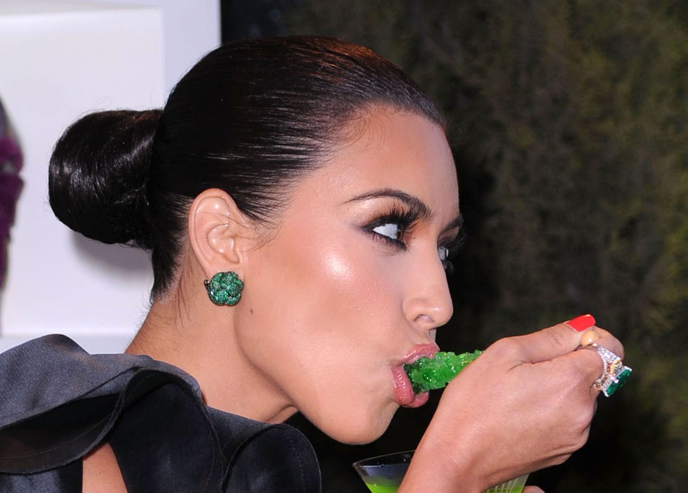 Kim matches her food to her jewelry — always in the name of fashion.