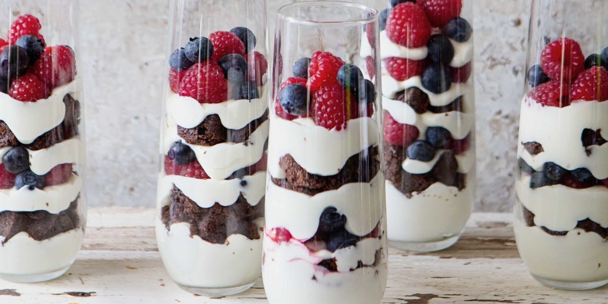 Red, White, and Blue Brownie Parfait