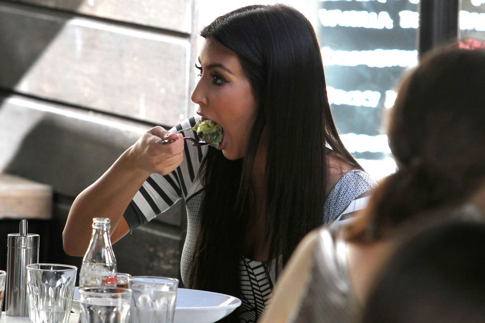 That is one forkful of salad, Kim.