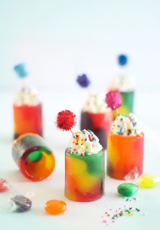 Hard Candy Shot Glasses <p>Celebrate any holiday the right way by making these hard candy shot glasses. Not only are they edible, they're also adorably colorful.</p>
<p>Get the recipe at <a target="_blank" href="http://www.sprinklebakes.com/2014/09/how-to-bake-hard-candy-shot-glasses.html">Sprinkle Bakes</a>.</p>