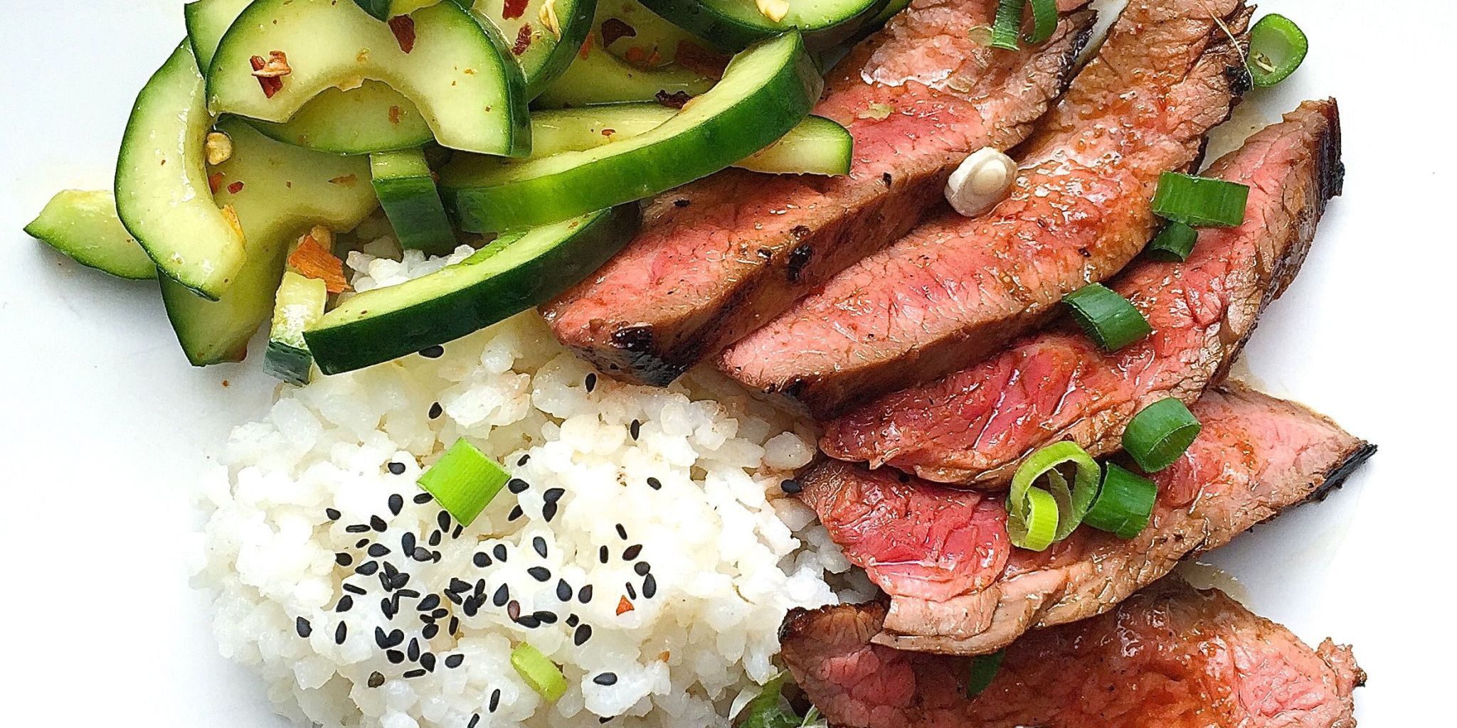 Best Korean-Style Grilled Flank Steak With Sticky Rice And Spicy ...