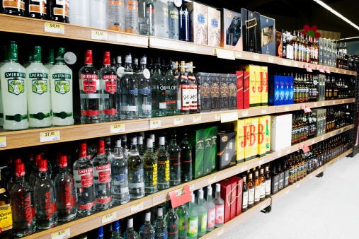 Alcohol, Liquor store, Product, Drink, Convenience store, Supermarket, Distilled beverage, Building, Alcoholic beverage, Retail, 