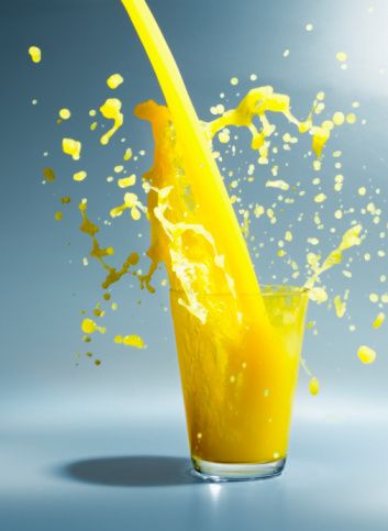 Orange drink, Juice, Drink, Orange juice, Yellow, Non-alcoholic beverage, Liquid, Fizz, Cocktail garnish, Harvey wallbanger, 