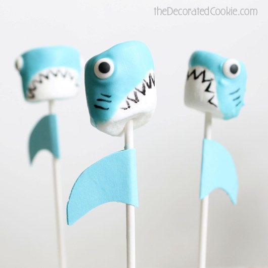 Shark Marshmallow Pops