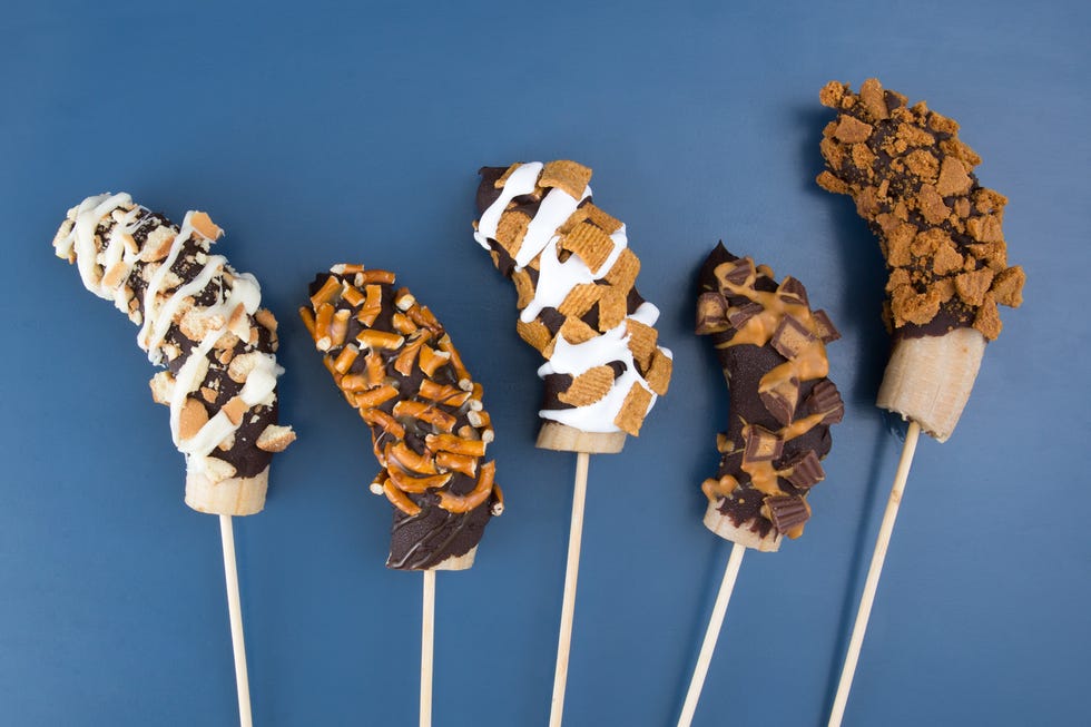 Chocolate and Peanut Butter and S'mores Frozen Bananas