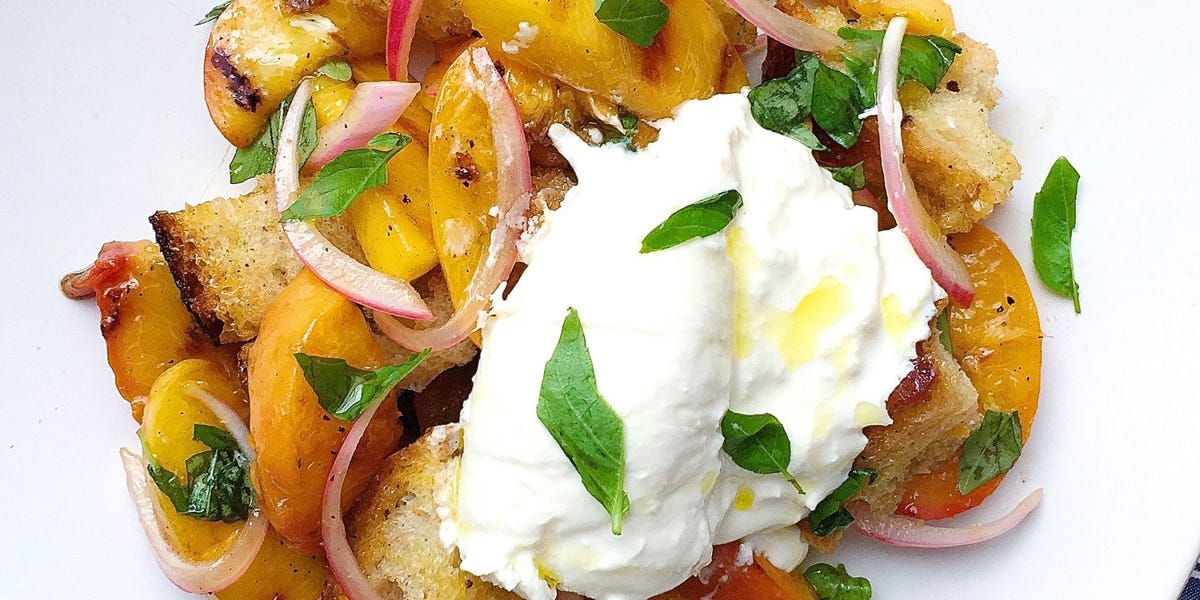 Peach Panzanella with Burrata