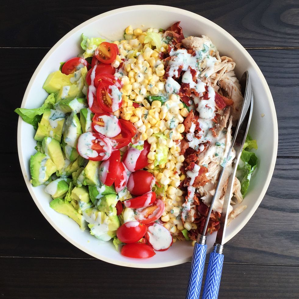 summery cobb salad with buttermilk dressing