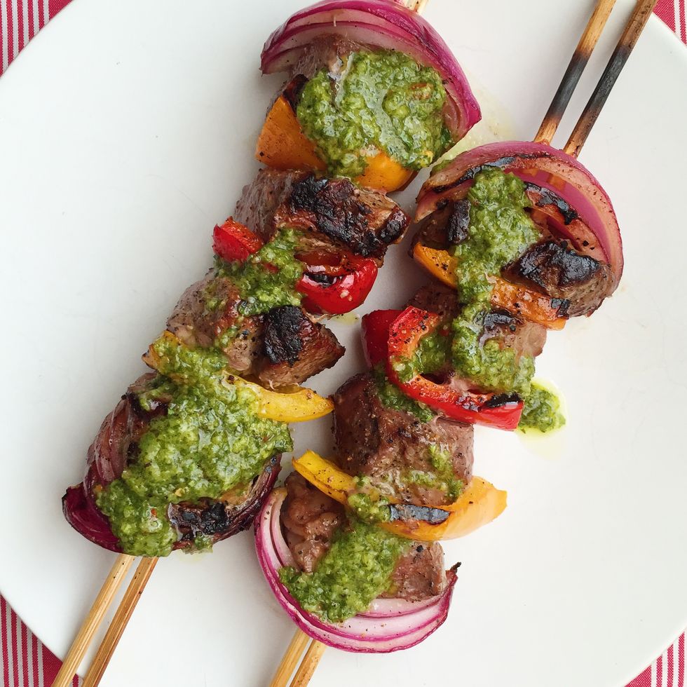 grilled steak skewers with chimichurri
