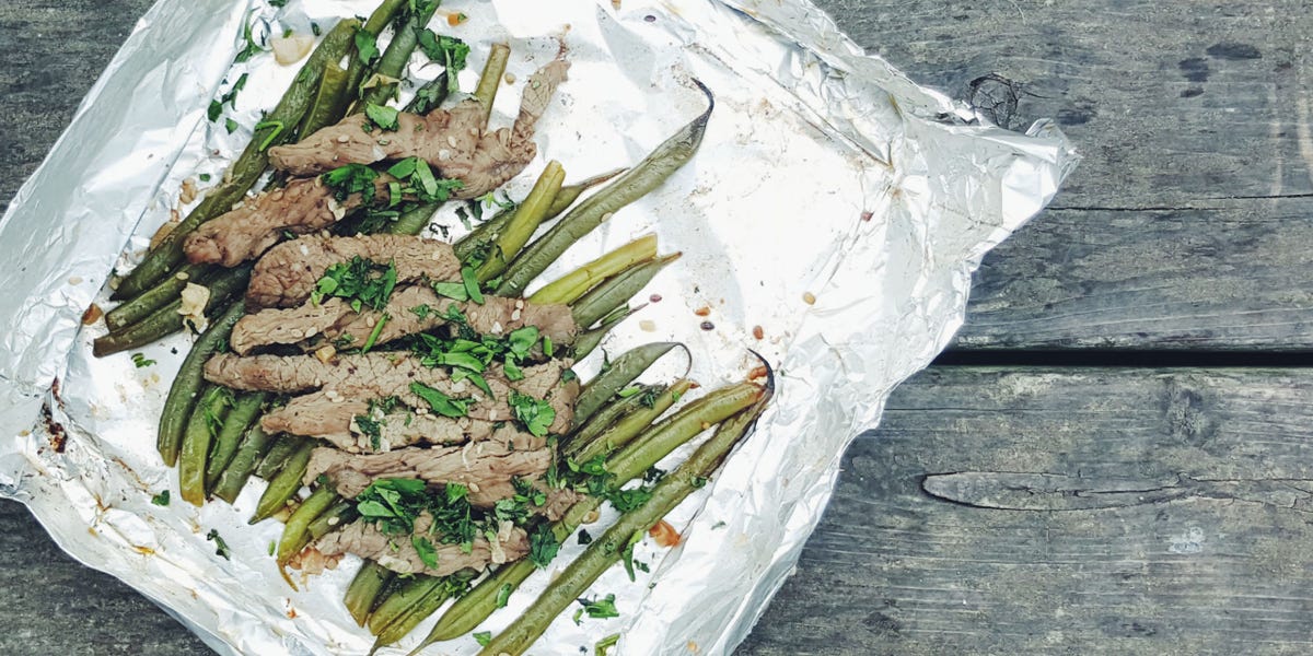 Foil Pack Steak and Green Bean "Stir Fry"