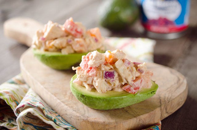 <p>Avocado slices aren't enough. Just go full on and stuff it — you'll get avocado in every single bite. </p><p><span></span>Get the recipe from <a href="http://www.thecreativebite.com/chipotle-chicken-salad-stuffed-avocados/">The Creative Bite</a>.<br></p><p><span></span></p>