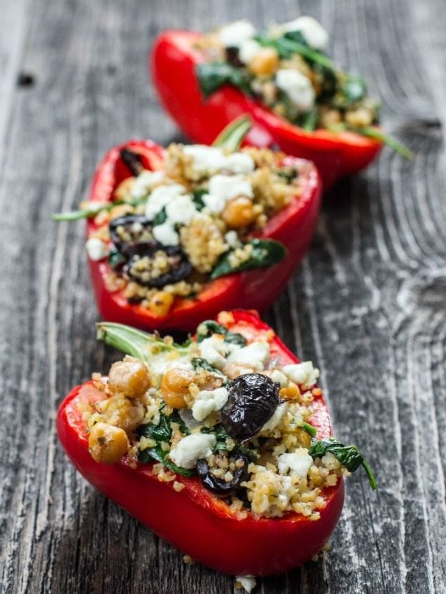 <p>Take a (flavor) trip to the Mediterranean with these Greek stuffed peppers.</p><p>Get the recipe from <a href="http://noshon.it/recipes/vegetarian-greek-stuffed-peppers/#_a5y_p=2383937">Nosh On It</a>.<span></span></p>