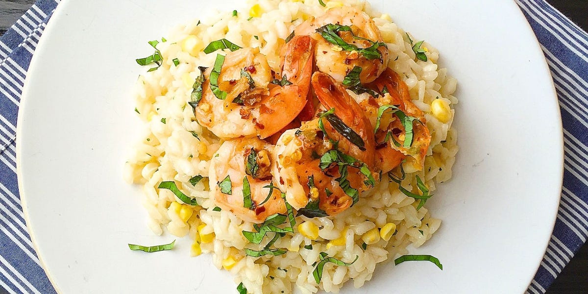 Sweet Corn Risotto with Sautéed Shrimp