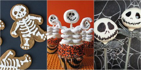 Cupcake, Dessert, Bone, Baking cup, Skull, Sweetness, Baked goods, Baking, Cake decorating supply, Snack, 