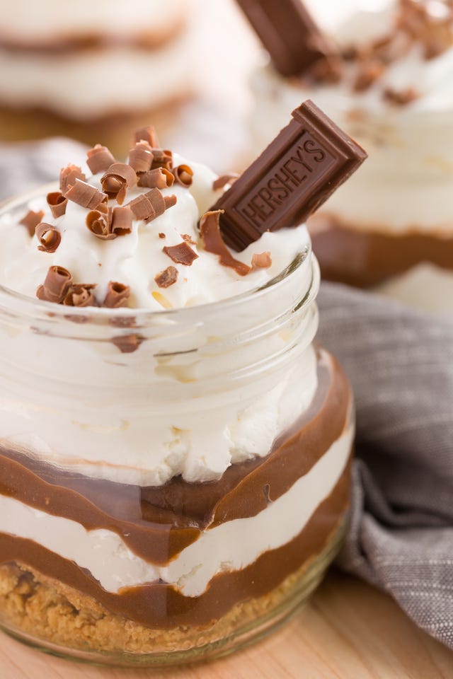 chocolate cream pie in a jar