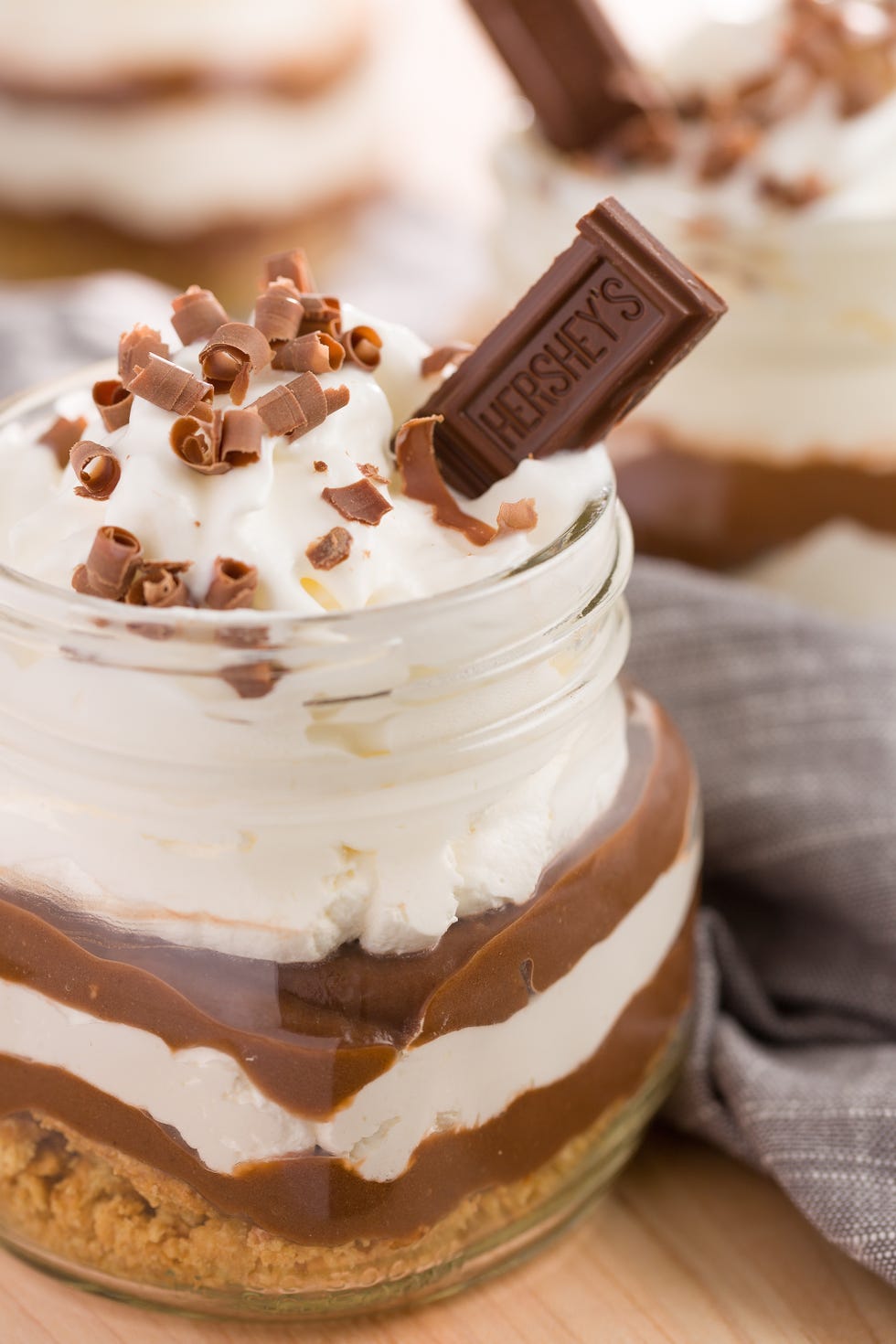 chocolate cream pie in a jar