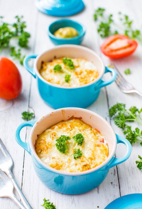 White Cheddar and Dijon Baked Eggs