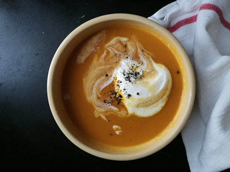 Creamy Carrot Soup with Ranch Whipped Cream