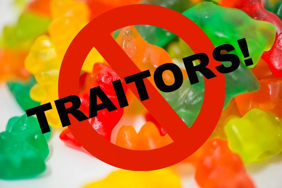 Yellow, Colorfulness, Gummi candy, Orange, Sweetness, Confectionery, Candy, Gelatin, Plastic, Fruit snack, 