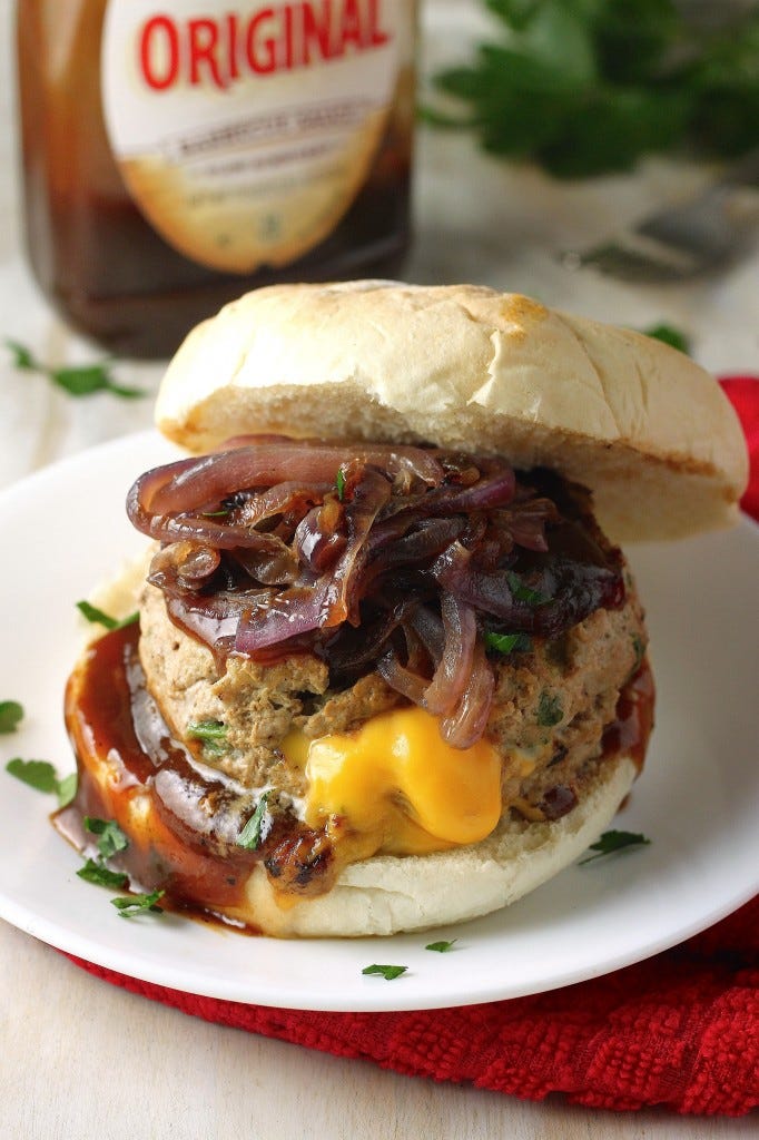 Cheddar Stuffed BBQ Turkey Burgers
