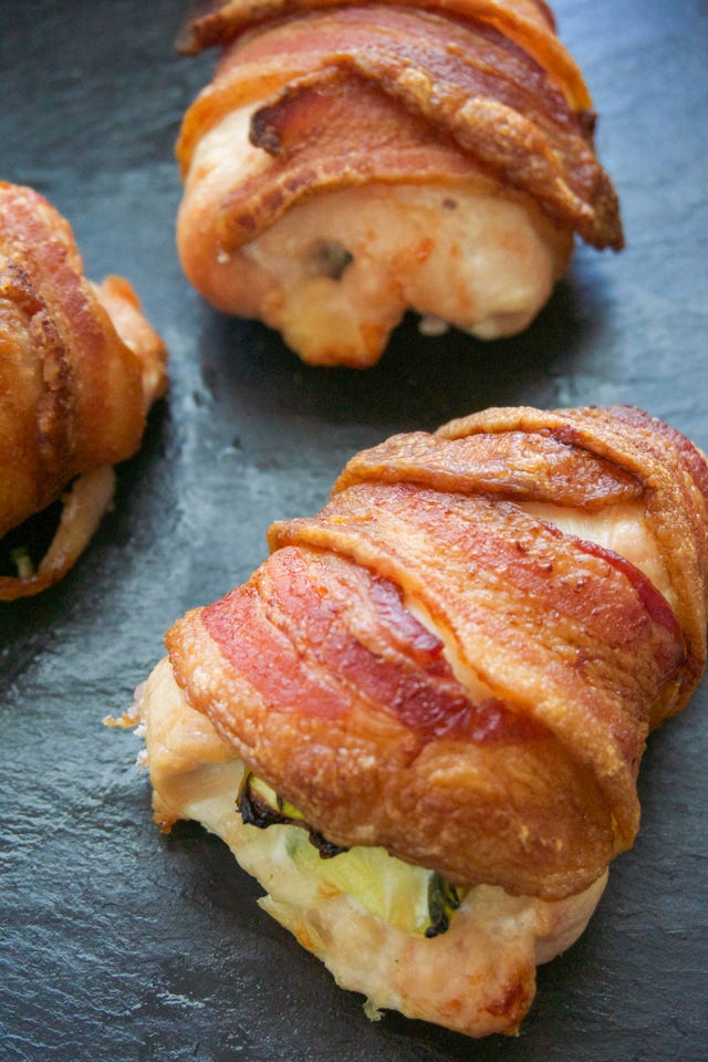 Bacon-Wrapped Chicken Breasts Stuffed with Zucchini and Fontina