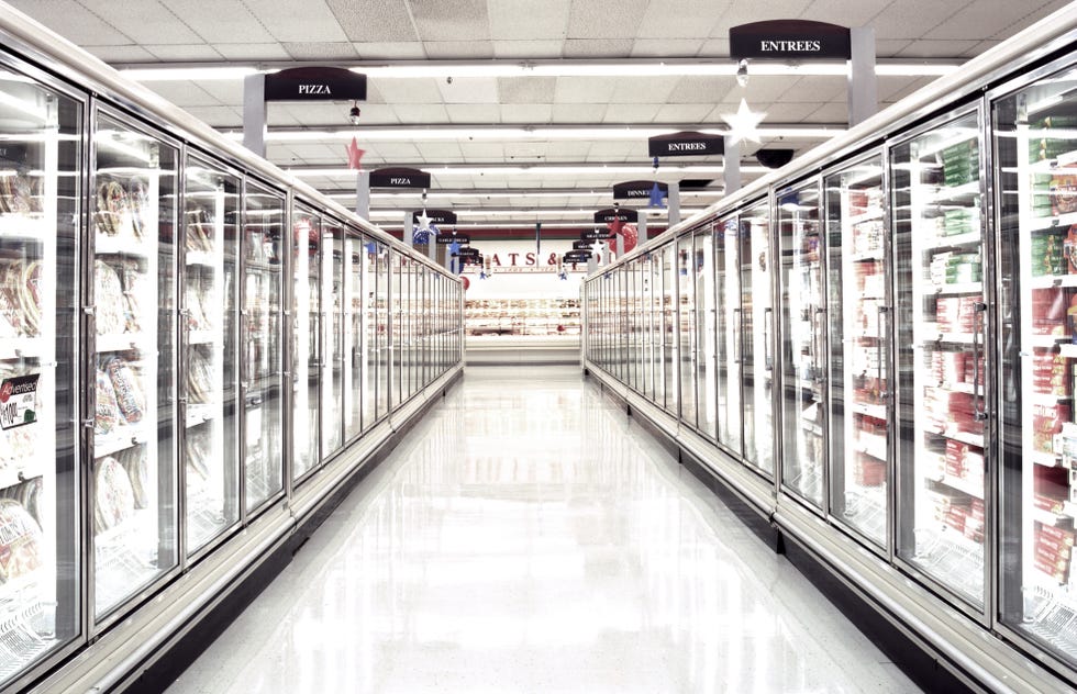 Aisle, Floor, Ceiling, Parallel, Retail, Symmetry, Light fixture, Commercial building, Collection, Steel, 