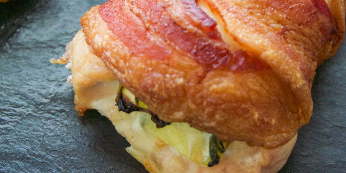 Bacon-Wrapped Chicken Breasts Stuffed with Zucchini and Fontina