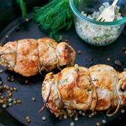 Harissa-Rubbed Chicken with Herbed Israeli Couscous Stuffing