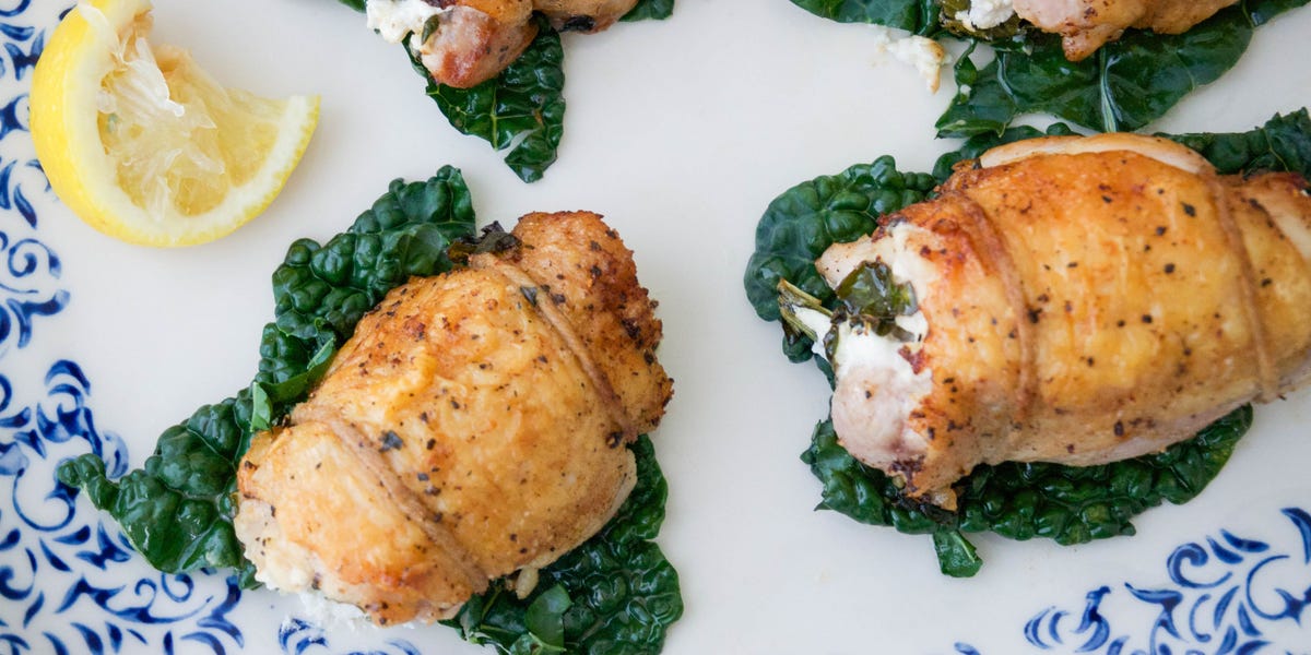 Kale and Goat Cheese Stuffed Chicken Thighs