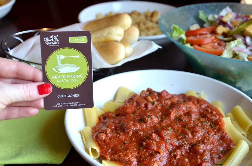 Olive Garden's Never Ending Pasta Passes Are Going For $900 on Ebay