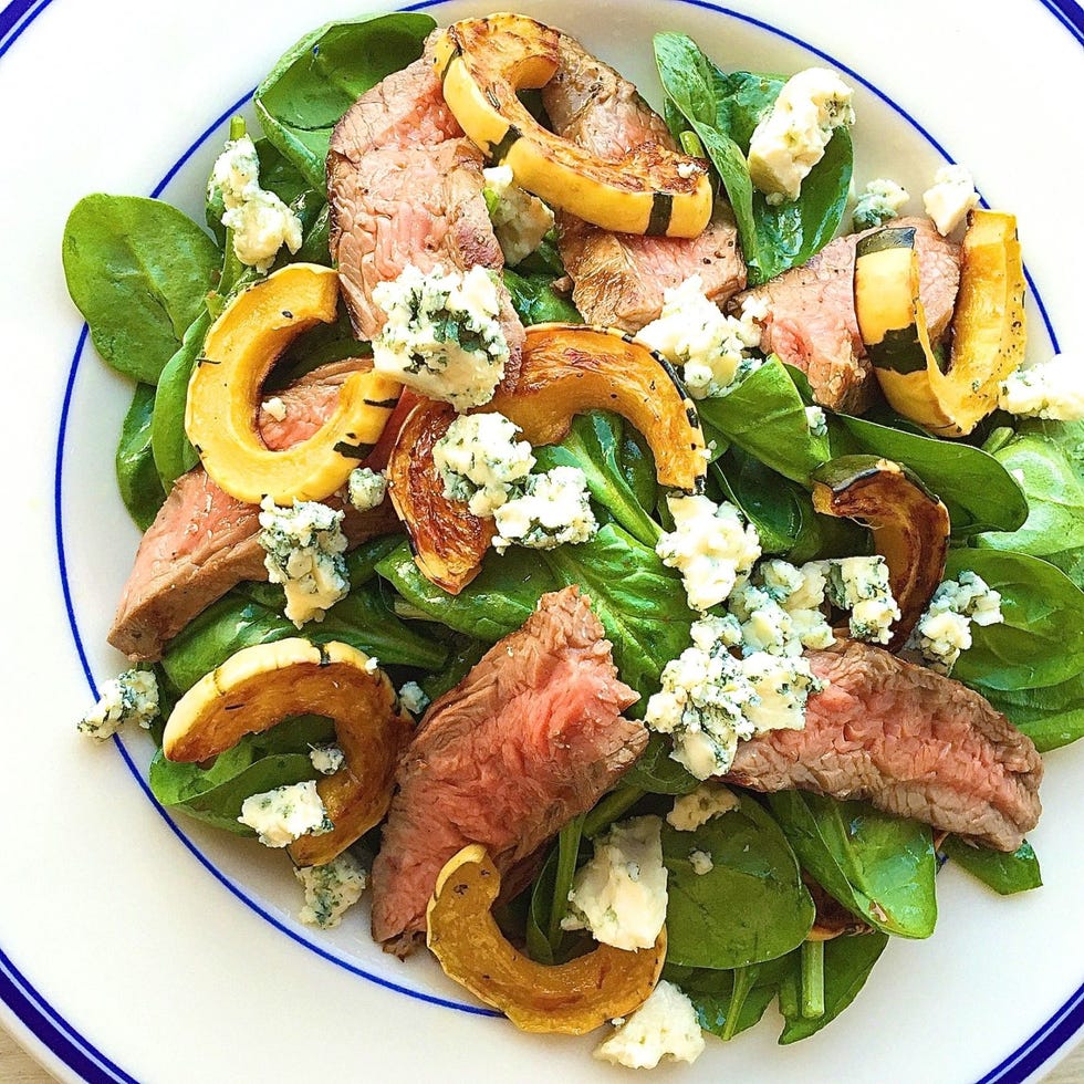 Best Steak Salad with Spinach, Delicata Squash, and Blue Cheese Recipe