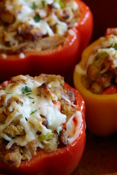 Turn leftover turkey and stuffing into a healthy(ish) day-after dinner by stuffing them in bell peppers.

 Get the recipe on Delish.