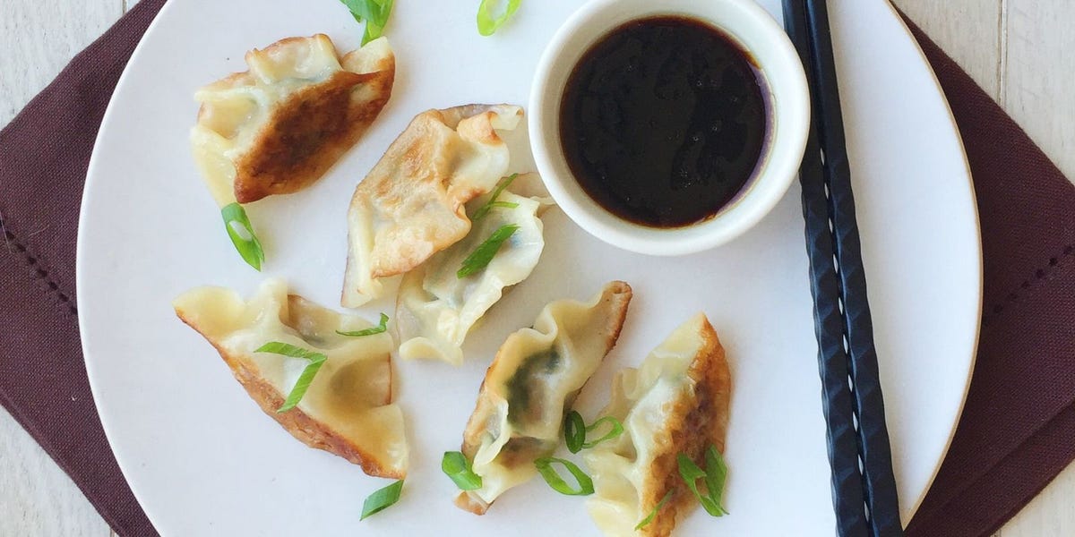 Spicy Pork and Spinach Dumplings with Soy Dipping Sauce
