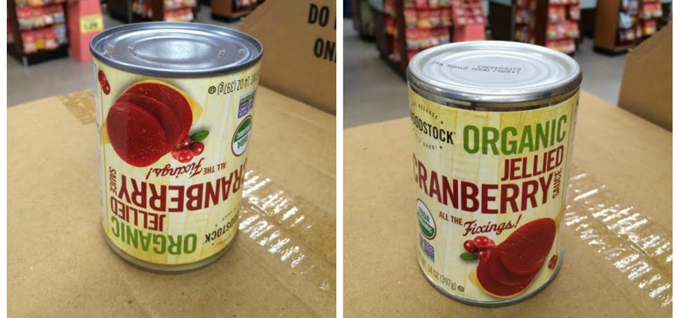 Ingredient, Metal, Logo, Tin, Carmine, Tin can, Aluminum can, Produce, Paint, Fruit, 